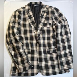 MANFINITY Black and Cream Plaid Blazer- Size XL